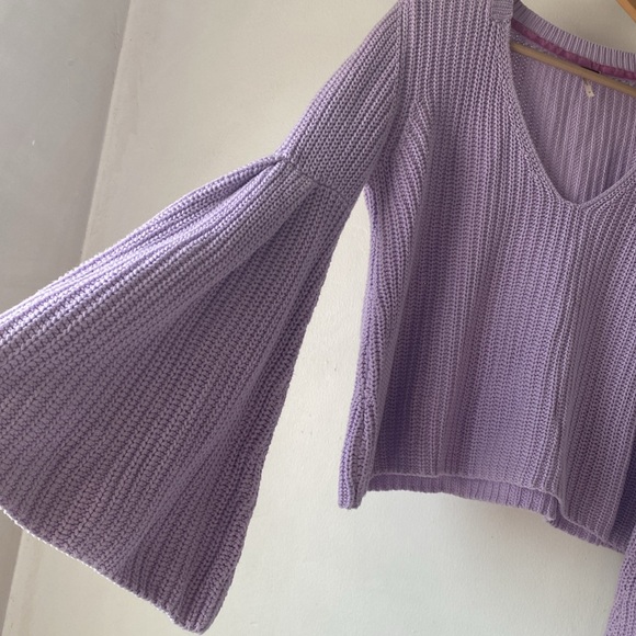 Free People S Damsel Bell Sleeve Knit Sweater - Picture 7 of 13